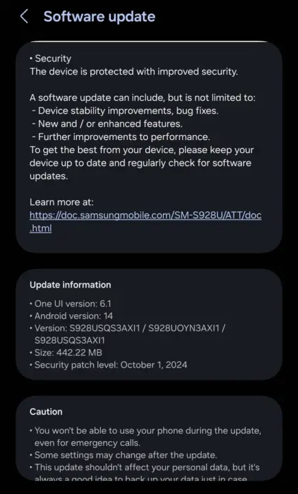 galaxy s24 oct 2024 patch