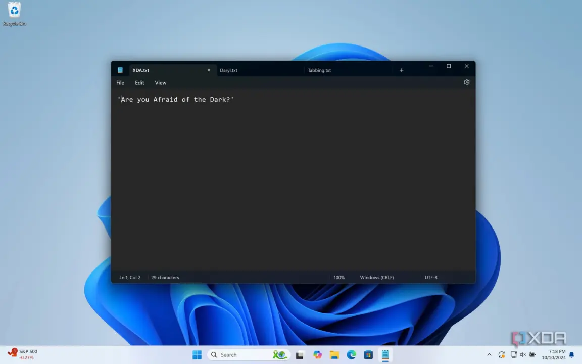 windows notepad dark mode