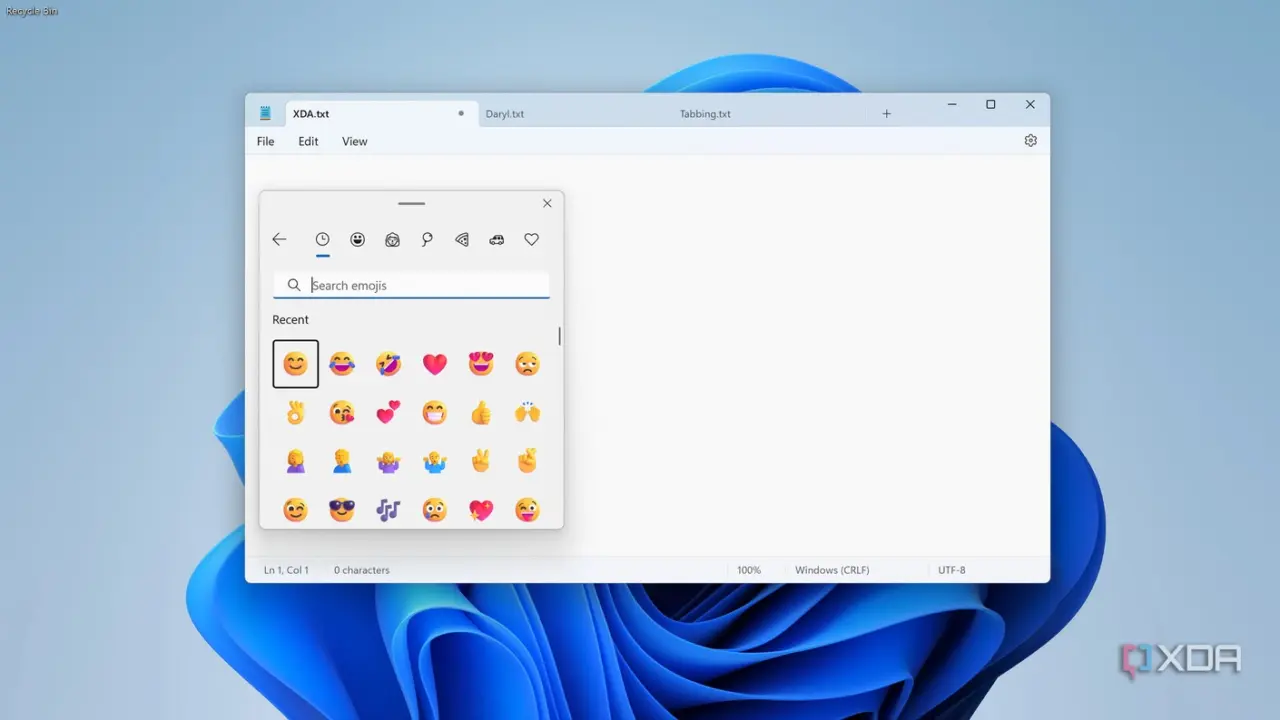 windows notepad emoji