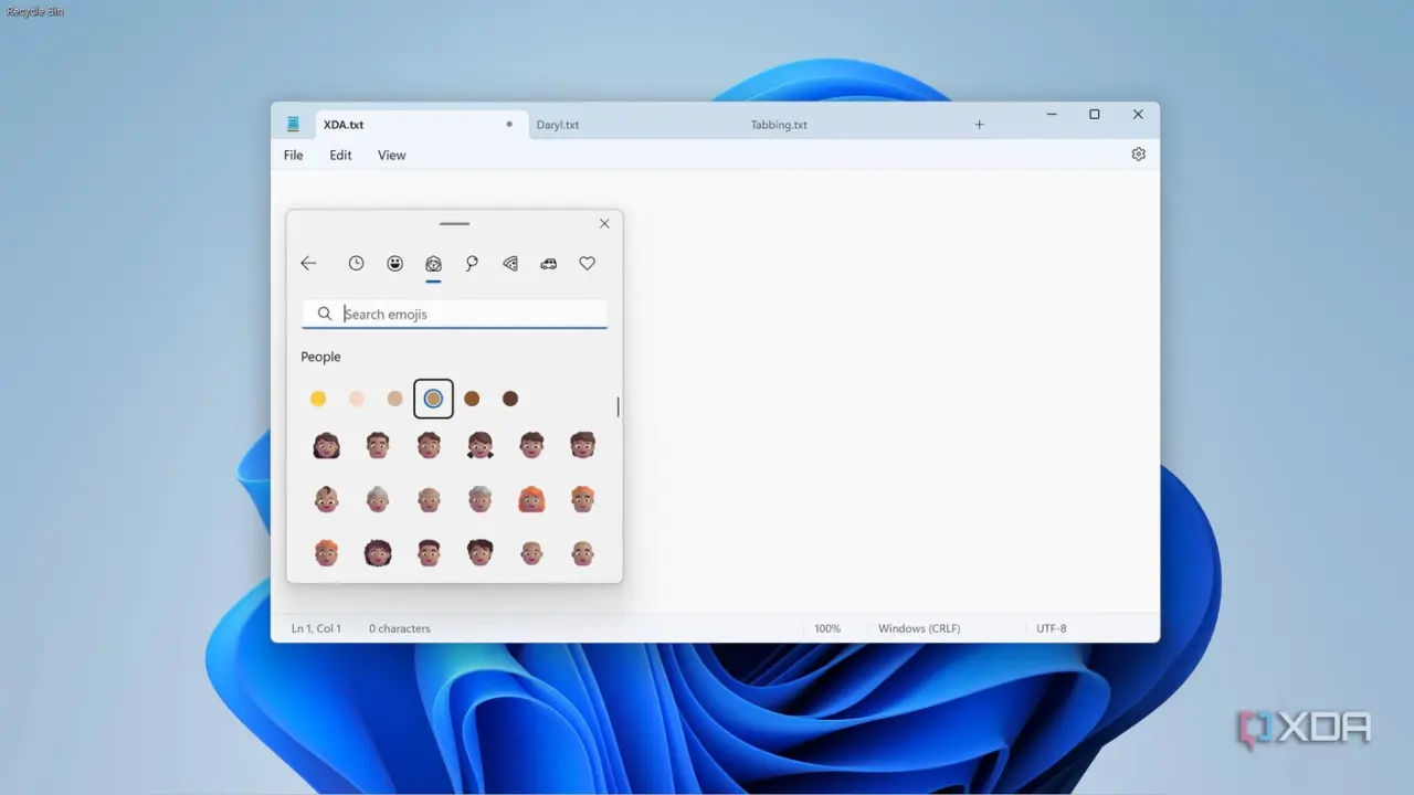 windows notepad emoji people