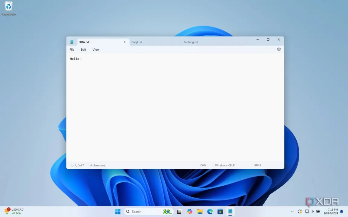 windows notepad tabs